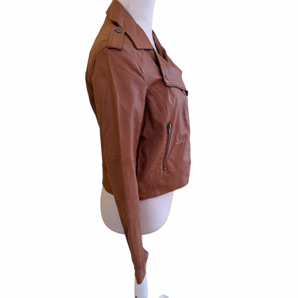 Cupcakes and Cashmere Tan Faux Leather Moto Jacket S - Picture 7 of 12